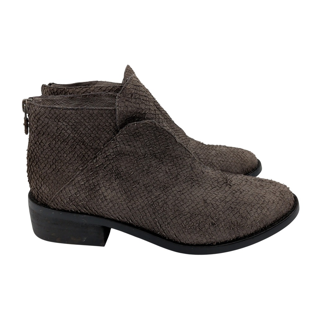 Eileen Fisher Tuck Textured Leather‎ Ankle Booties Zip Back Size 9 New